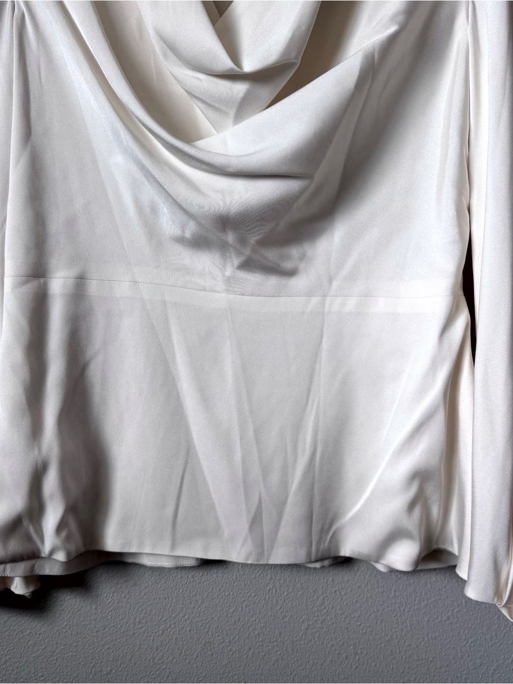 Women's Cream Silk Cowl Neck Long-Sleeve Sweater - Picture 3 of 9